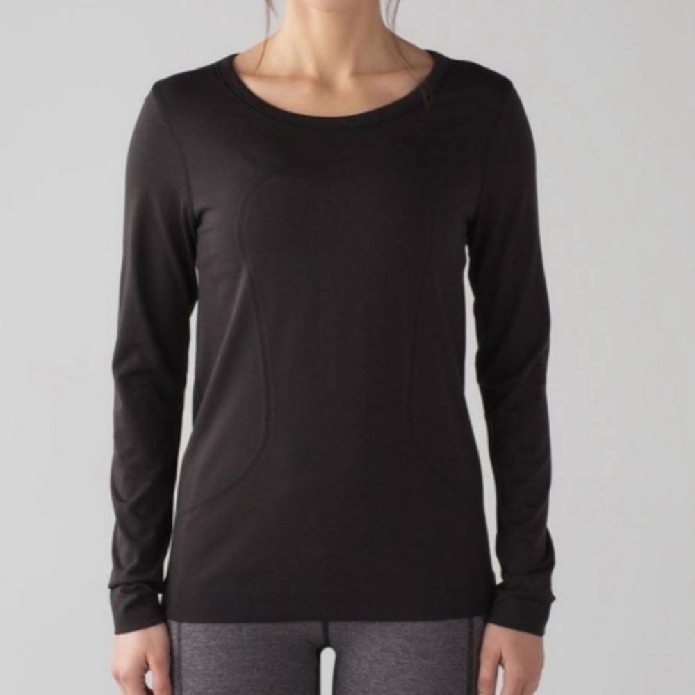 Lululemon Swiftly Tech Relaxed Black Long Sleeve Sz 12 14